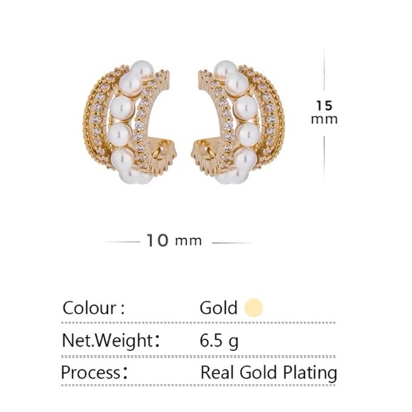 🤍18K gold plated elegant pearl earrings - Picture 3 of 6